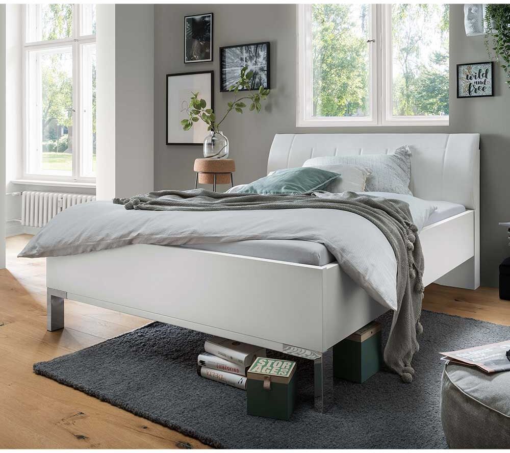 Pharao24.de Doppelbett Bettgestell in Weiß - modernes Design