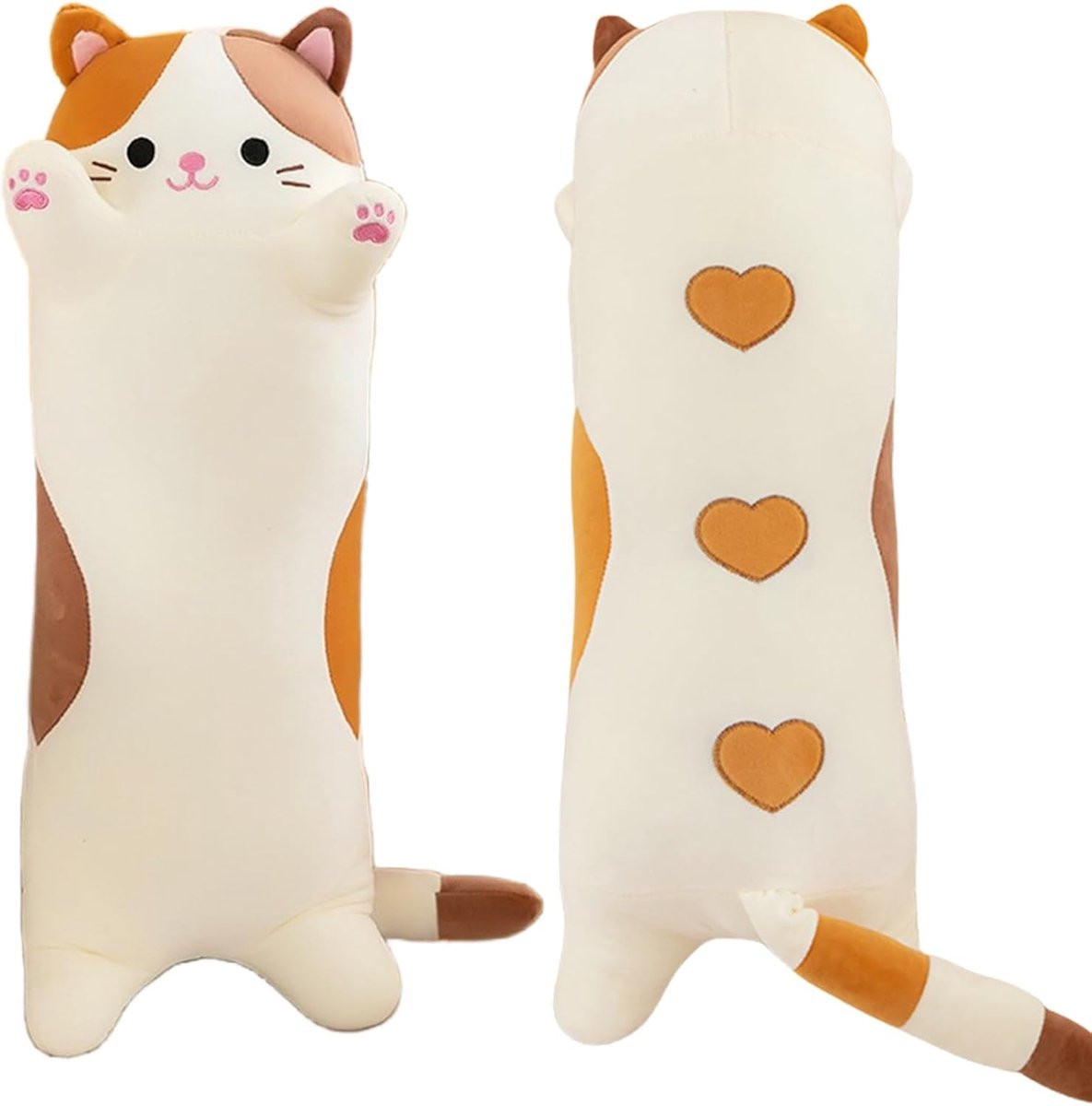 Amozo Kawaii Giant Cat Plush Long Cushion - Beige - 70 cm