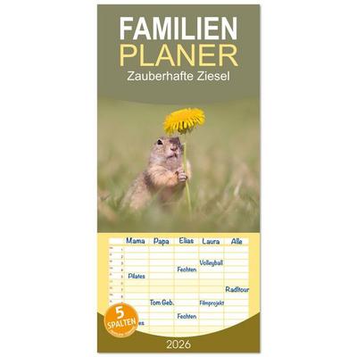 Familienplaner 2026 - Zauberhafte Ziesel mit 5 Spalten (Wandkalender, 21 x 45 cm) CALVENDO