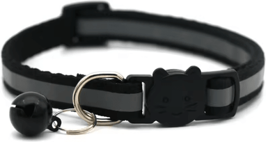 Inspire Picks Safe Glow Reflective Breakaway Cat Collar With Bell black width1cm