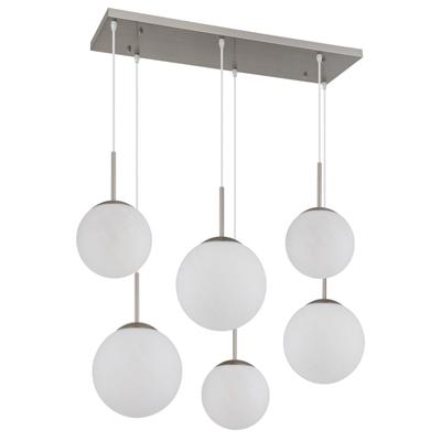 NOWA Pendelleuchte "KOP", silber (silberfarben), 6, H: 120cm, 1 Stk., Leuchten, Hängeleuchte, Hängeleuchte, Glaskugeln opal, alabaster Optik, Pendelleuchte