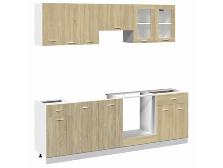 HKTMGDNG 8-tlg Küchenzeile Küchenschrank Set Sonoma-Eiche Holzwerkstoff Modulare Küchenzeile für die Küche aus langlebigem Holzwerkstoff mit Hänge- und Unterschränken für viel Stauraum.
