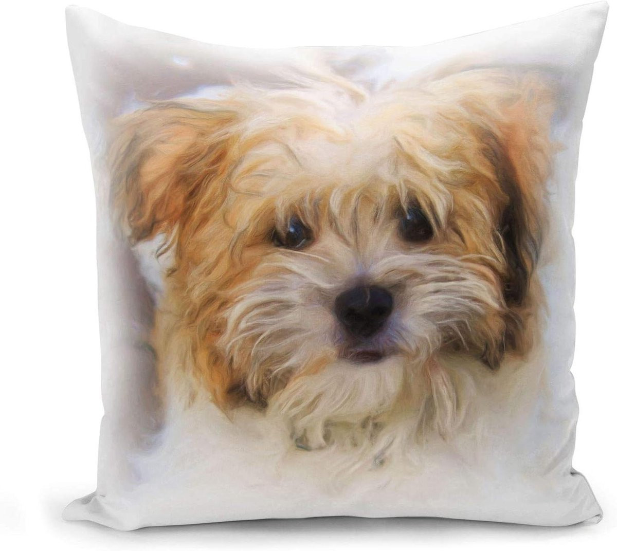 Beige Kussenhoes Poedel - Zachte Sierkussenhoes voor Woonkamerdecoratie - 40 x 40 cm