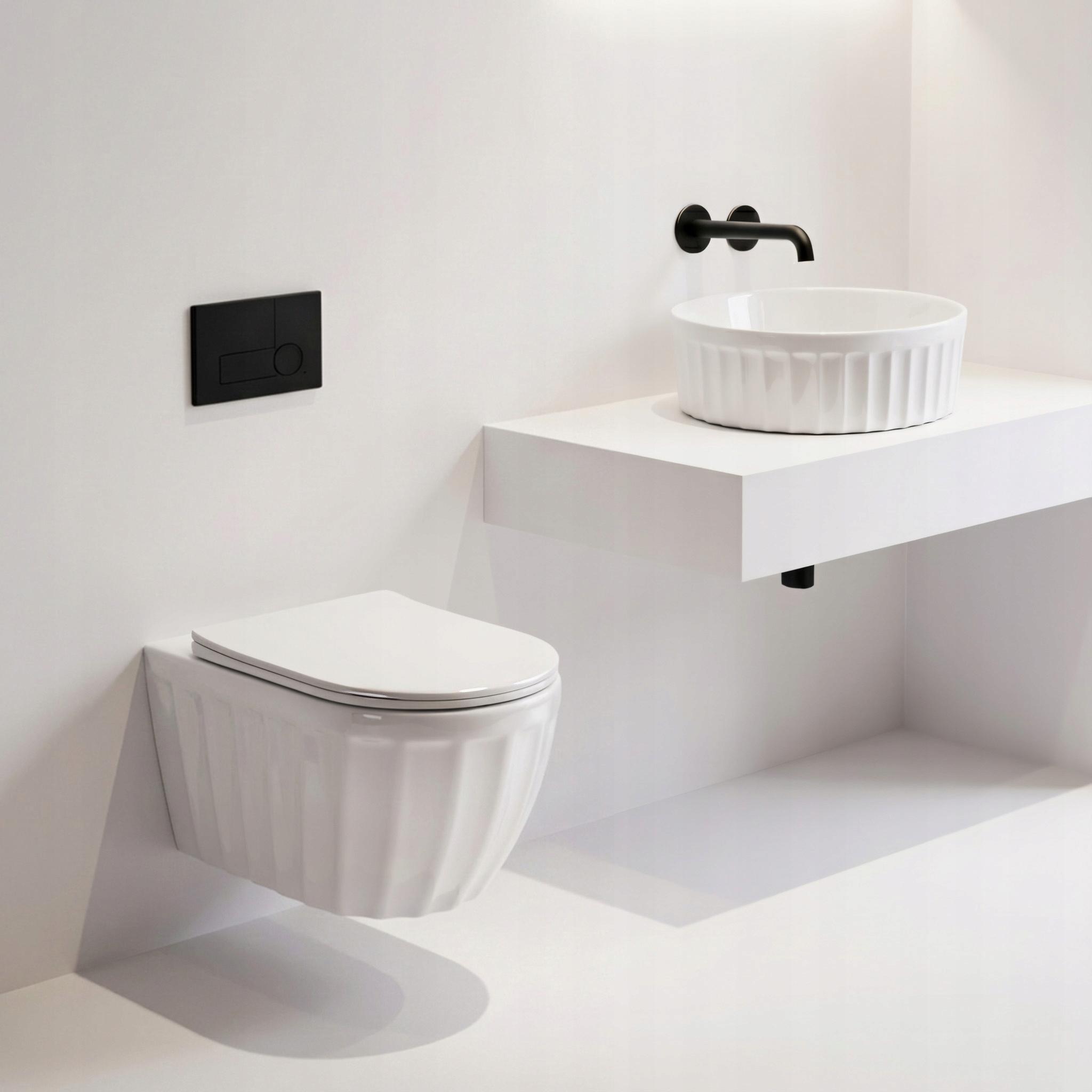 Set Waschbecken und Toilettenschüssel Wandhängendes WC Weiß