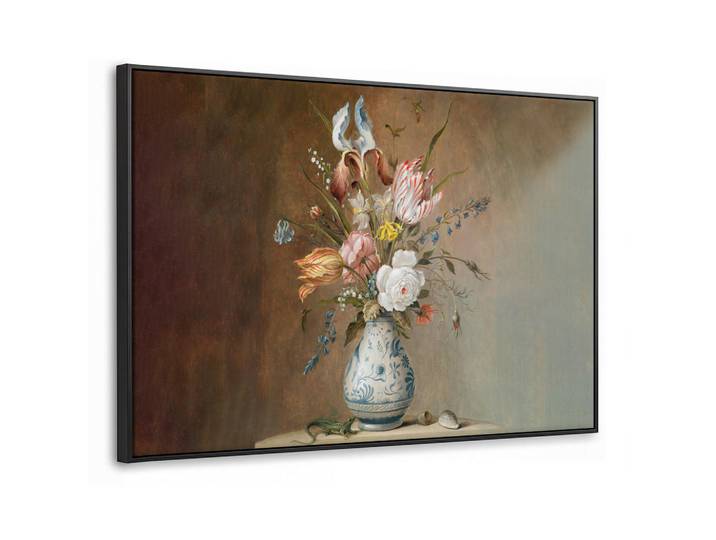 MuchoWow Leinwand Bilder mit Rahmen - Alte Meister - Blumen - Balthasar van der Ast - 150x100, Hellbraun, Rechteckig, 150x100 cm, gerahmt, Bilder & Rahmen, Bilder, Leinwandbilder