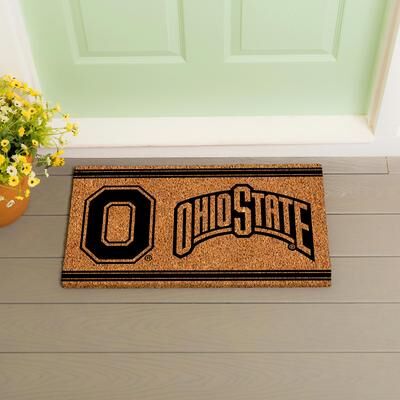 Evergreen Ohio State University Monochrome Indoor/Outdoor Coir Door Mat