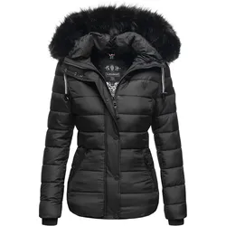 NAVAHOO Damen Modische Winterjacke Steppjacke mit Kunstpelz Kapuze Zuckerbiene