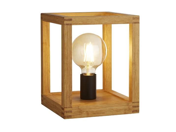Lampe À Poser 1Lt En Bois De Bambou Tressé Carré
