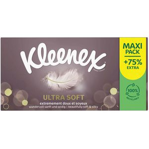 Kleenex Taschentücher Ultra Soft, Maxi Pack, Box, Zellstoff, 3-lagig, mit Gentle Care, 112 Tücher