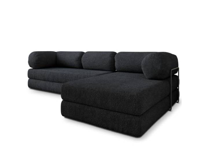 Masseno Schaumstoff-Ecksofas KELI mit Metallgestell, Modulares Schlafsofa aus Schaumstoff, Klappbares Bodensofa, Schlaffunktion, Ohne Montage - Schwarz, Quelle 100