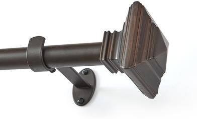 Threadmade Florence Single Curtain Rod with Stacked Square Finial
