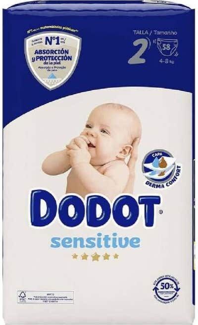 dodot Pañales Sensitive Talla 2 Recién Nacidos 4-8Kg 58uds
