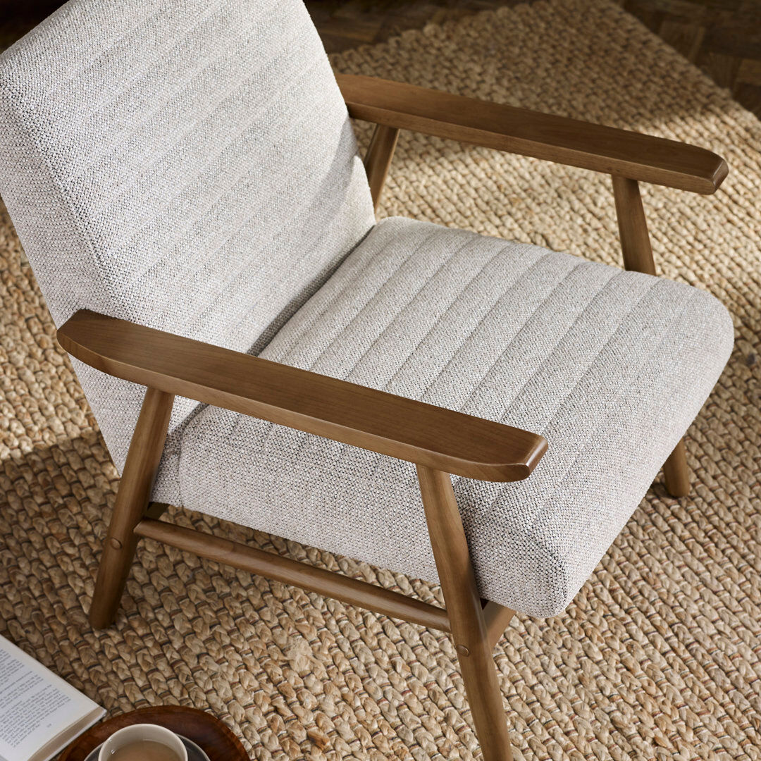 George Oliver Upholstered Chenille Armchair White 76cm H X 66cm W X 76cm D