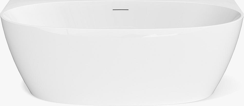 Halb freistehende Badewanne 170 x 80 x 58 cm Acryl Weiß 252 L AMOSARI
