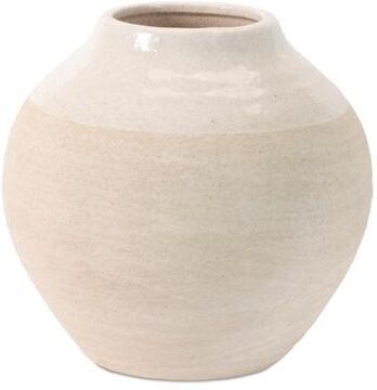 Melrose International "Two-Tone Stoneware Vase 9.25""H"