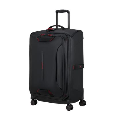 Weichgepäck-Trolley SAMSONITE "SPINNER DUFFLE", Gr. B/H/T: 45cm x 68cm x 29cm 80 l, schwarz, Nylon, Recycle-Polyester, Koffer, Wasserabweisende Beschichtung, reflektierende Details für Sichtbarkeit