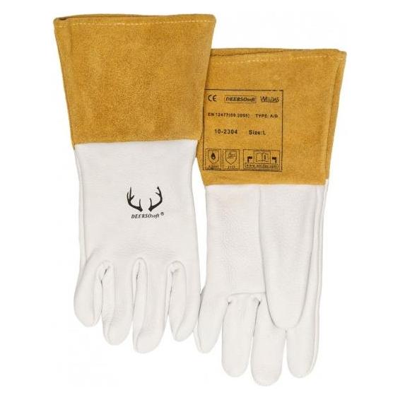 Elmag - 5-Finger-Schweisserhandschuhe WELDAS 10-2304 M WIG/TIG aus Hirsch-Vollleder m. Rind-Spaltlede (8.5) (59154)