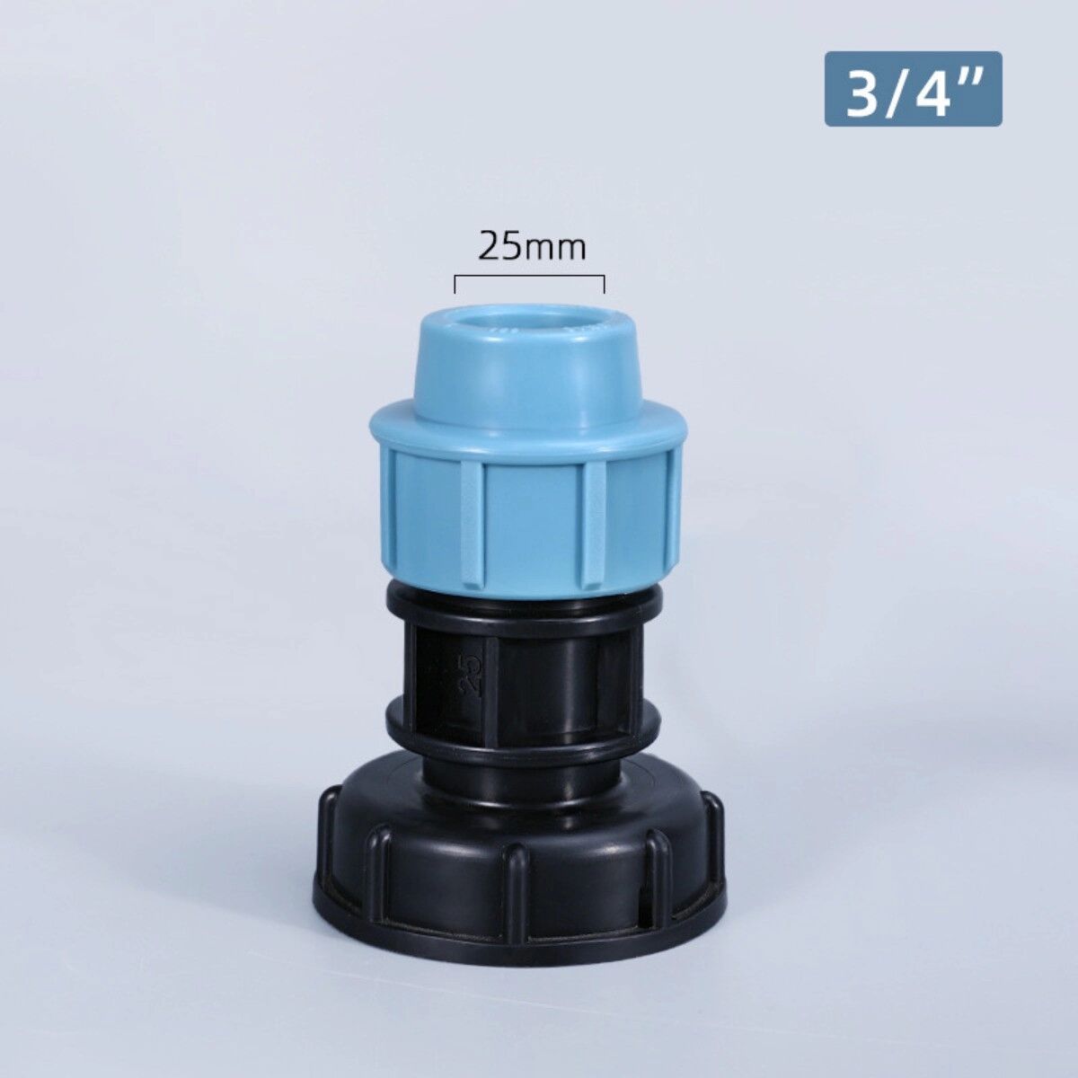 INF Lot de 2 adaptateurs IBC DN25/6 - Raccord rapide PE, bouchon connecteur noir et bleu