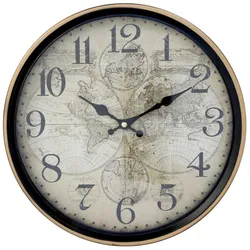 Chic Antique Wanduhr mit Goldrand, Ø30 x B7 cm, schwarz