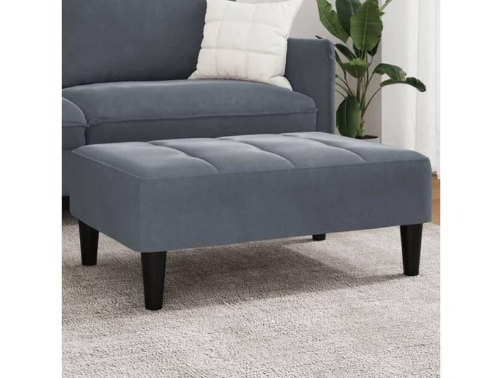 Repose-pied gris foncé 77x55x31 cm velours tabouret tabouret de canapé siège de salon pouf repose-pied en tissu