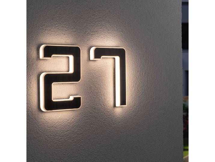 Paulmann LED-Solar-Hausnummer 8 Solar-Hausnummer, schwarz, Kunststoff, Modern, Wandleuchte außen