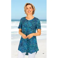 Viskose-Bluse in Muster türkis in Größe 52 von DW-Shop, Türkis, 52