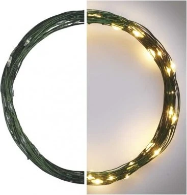 EMOS LED-Weihnachtslichterkette grün, 4 m, innen und außen, warmweiß, Timer