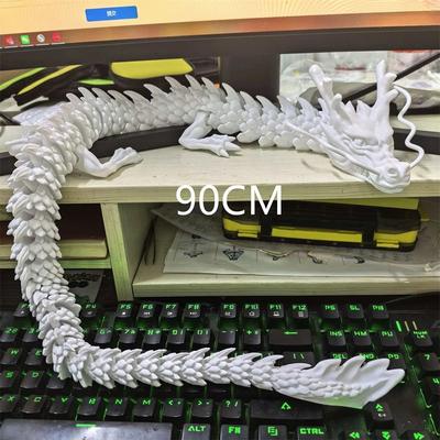 Useful Little Things 3D Printed Conjoined Divine Dragon Ornament 11.8 Or 35.4 Inch Articulated Jointed Decor white 35.4 In