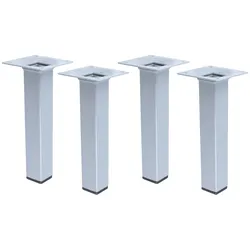 MS Beschläge Stilvolles 150mm 4er Set Möbelfüße Silber eckig Sofastempel Tischfüße Bettfüße