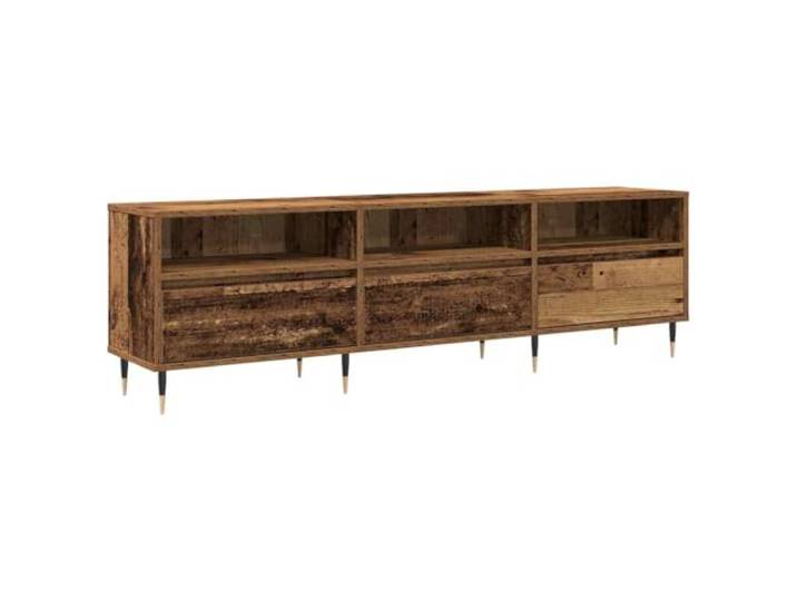 Kaorsrow TV-Lowboard Altholz-Optik 150x30x45cm Fernsehtisch Stilvolles Board für Wohnzimmer und Schlafzimmer mit 3 Türen, stabilen Stahlbeinen und praktischer Aufteilung.