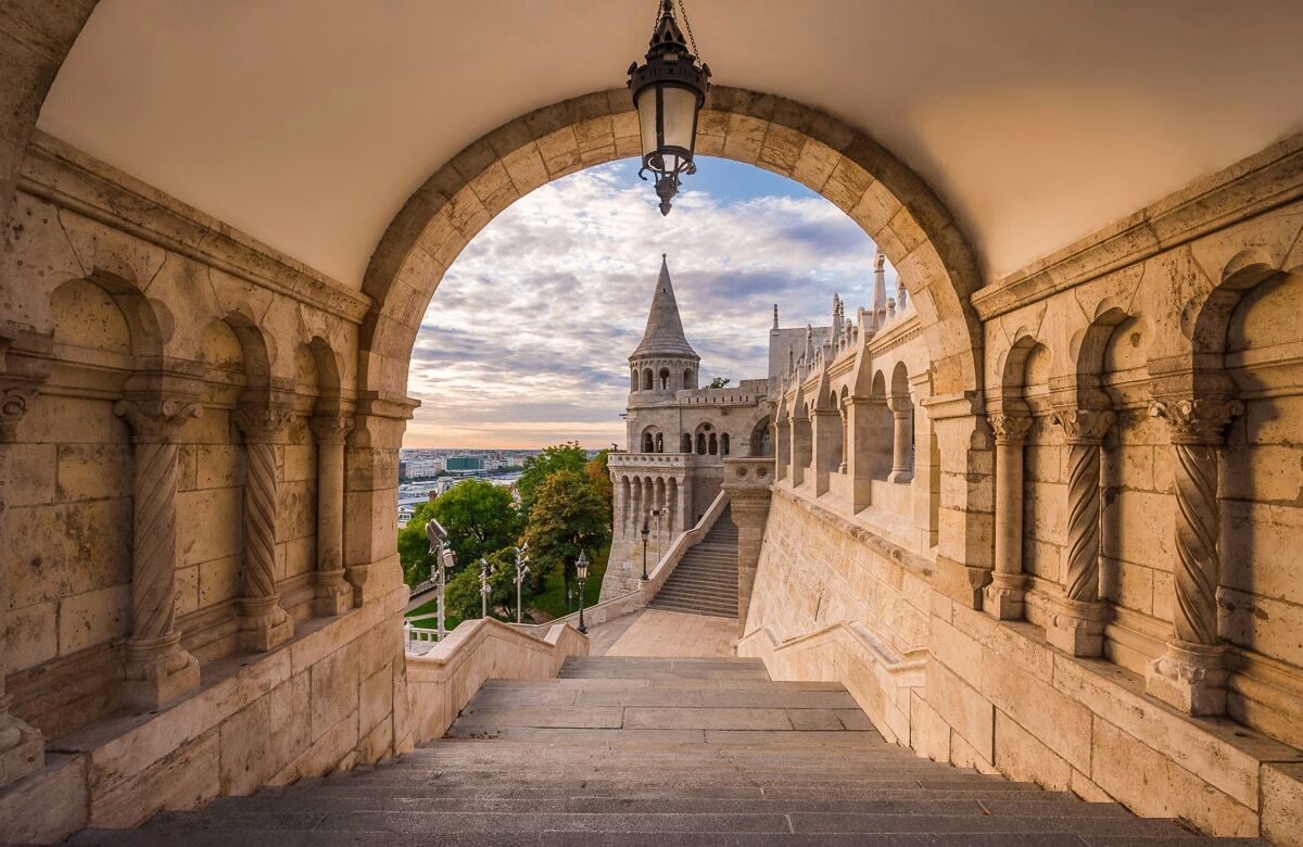 Fototapete PAPERMOON "Fischerbastei Budapest Ungarn", bunt, B:3m L:2,23m, Vlies, Tapeten, Fototapete bunt B/L: 3m x 2,23m, Bahnen: 6 Stk.