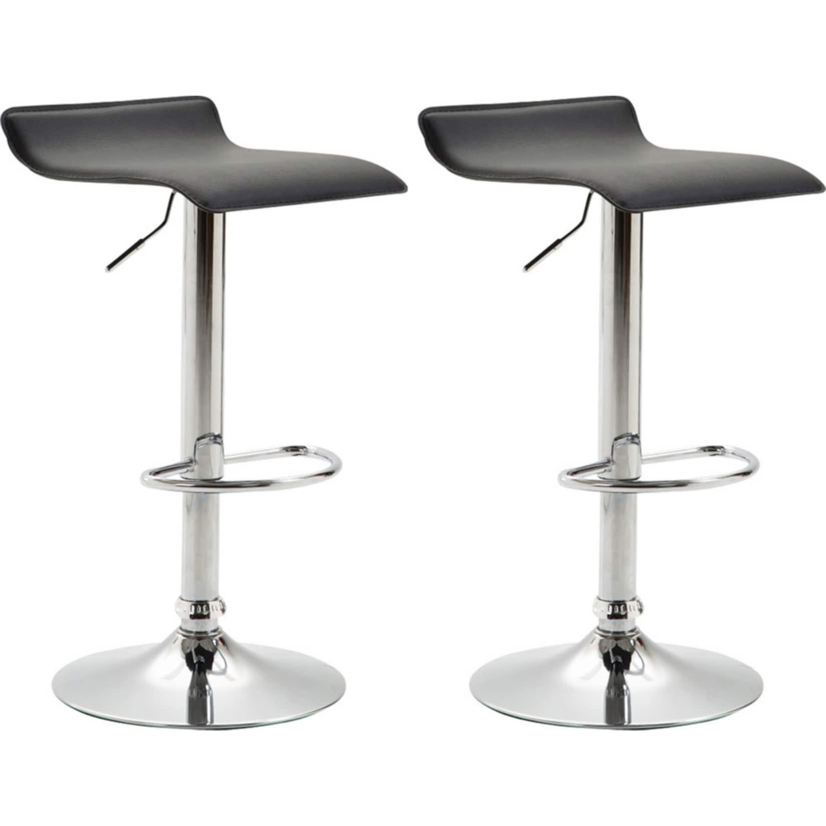 CLP 2er Set Barhocker Dyn V2 Kunstleder chrom - Farbe: schwarz, Gestellfarbe: chrom