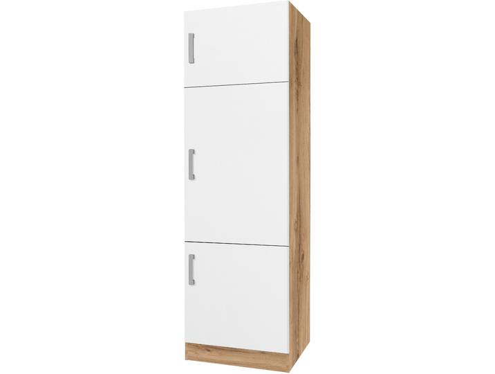 Kühlumbauschrank KOCHSTATION KS-Toronto, Höhe 200 cm , weiss (weiß, wotaneiche), B:60cm H:200cm T:58cm, Holzwerkstoff, Schränke, Kühlumbauschrank