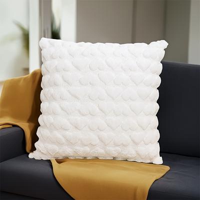 Perfect Picks Market Cozy Heart Plush Pillow Cover For Couch Sofa And Bedroom Decor white
