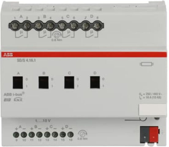 ABB Actionneur de commutation/dimmage REG SD/S4.16.1 4 canaux 16A (2CDG110080R0011)