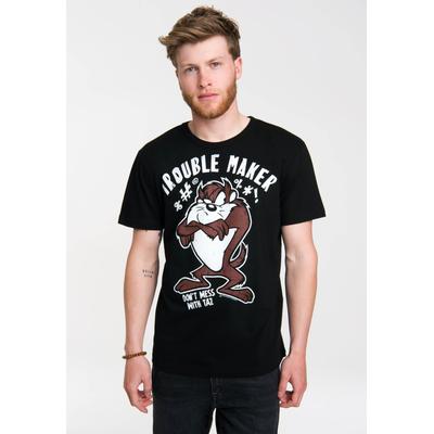 T-Shirt LOGOSHIRT "Tasmanischer Teufel - Looney Tunes", Herren, Gr. S, bunt (schwarz, mehrfarbig), 100% Baumwolle, bedruckt, normal, Rundhals, Shirts T-Shirt, mit tollem Frontprint