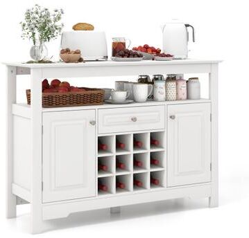 Costway Buffet Sideboard Wine Liquor Coffee Bar Cabinet with Removable Wine Rack-White