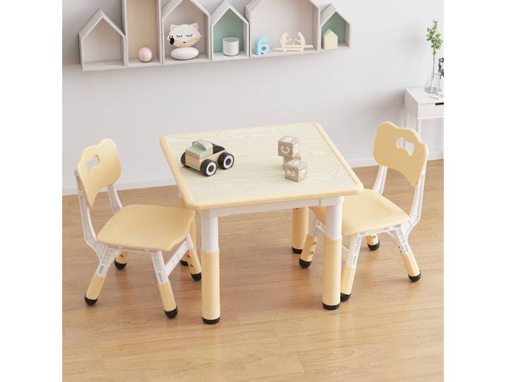 Ensemble table et 2 chaises pour enfants réglables en hauteur avec bureau Graffiti, ensemble table et chaises pour enfants, pieds antidérapants, table d'activité pour enfants