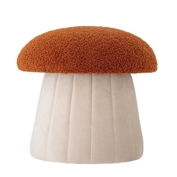 Bloomingville Mini Bertil poef Paddenstoel Rood Wit Bouclé
