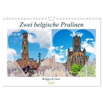 Zwei belgische Pralinen Brügge und Gent (Wandkalender 2027 DIN A4 quer), CALVENDO Monatskalender