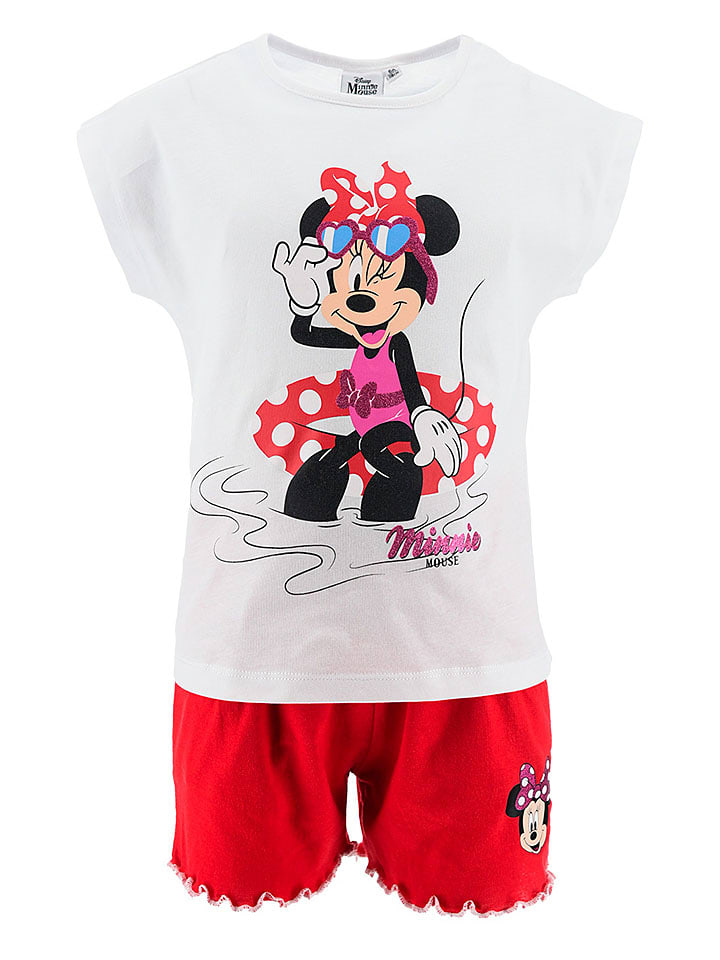 Disney Minnie Mouse 2tlg. Outfit "Minnie" in Weiß/ Rot - 116
