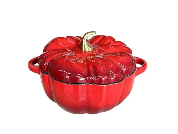 Kürbis-Cocotte Dutch Oven Mit Deckel – Kochtopf Aus Gusseisen, Antihaftbeschichtet – Für Kürbiseintopf Oder Suppe Für 3–5 Personen – Geschenk Deko Für Halloween
