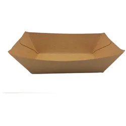 1000x  Food-Tray-Schiffchen Kraft PE-beschichtet 17 x 12,5 x 2,6 cm braun 400 ml