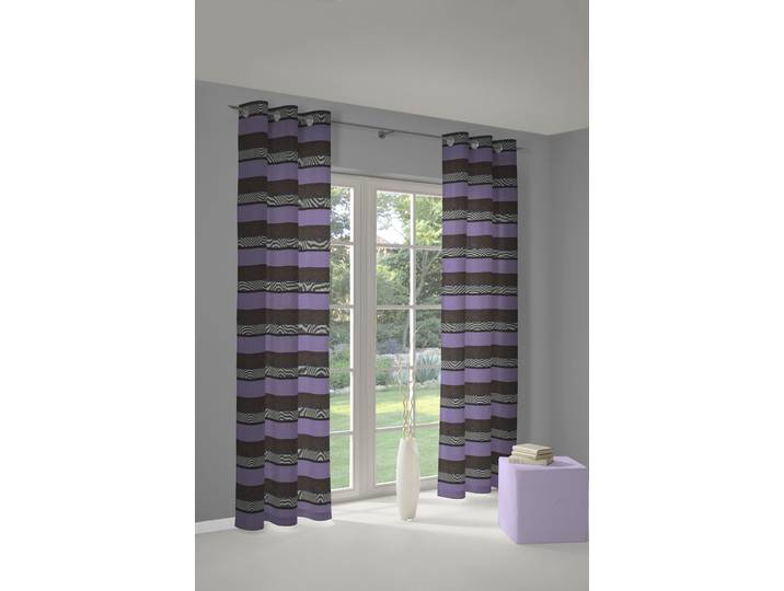 Vorhang WIRTH Menorca Gr. 1, lila, B:135cm H:145cm, Baumwolle, Polyester, Gardinen, Vorhang