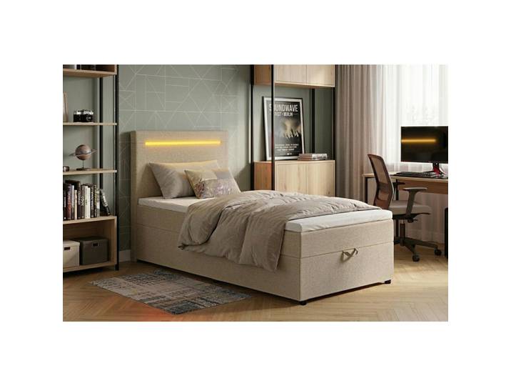 Mid.you Boxbett, Beige, Kunststoff, 100x200 cm, Bettkasten, gepolstertes Kopfteil, Beleuchtung, Stoffauswahl, Kinderzimmer & Jugendzimmer, Jugendmöbel, Jugendbetten