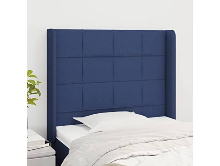KTHLBRH Klassisches blaues Kopfteil für Betten mit einstellbarer Höhe und Beinen aus massivem Lärchenholz, elegantes Design und robustes Material