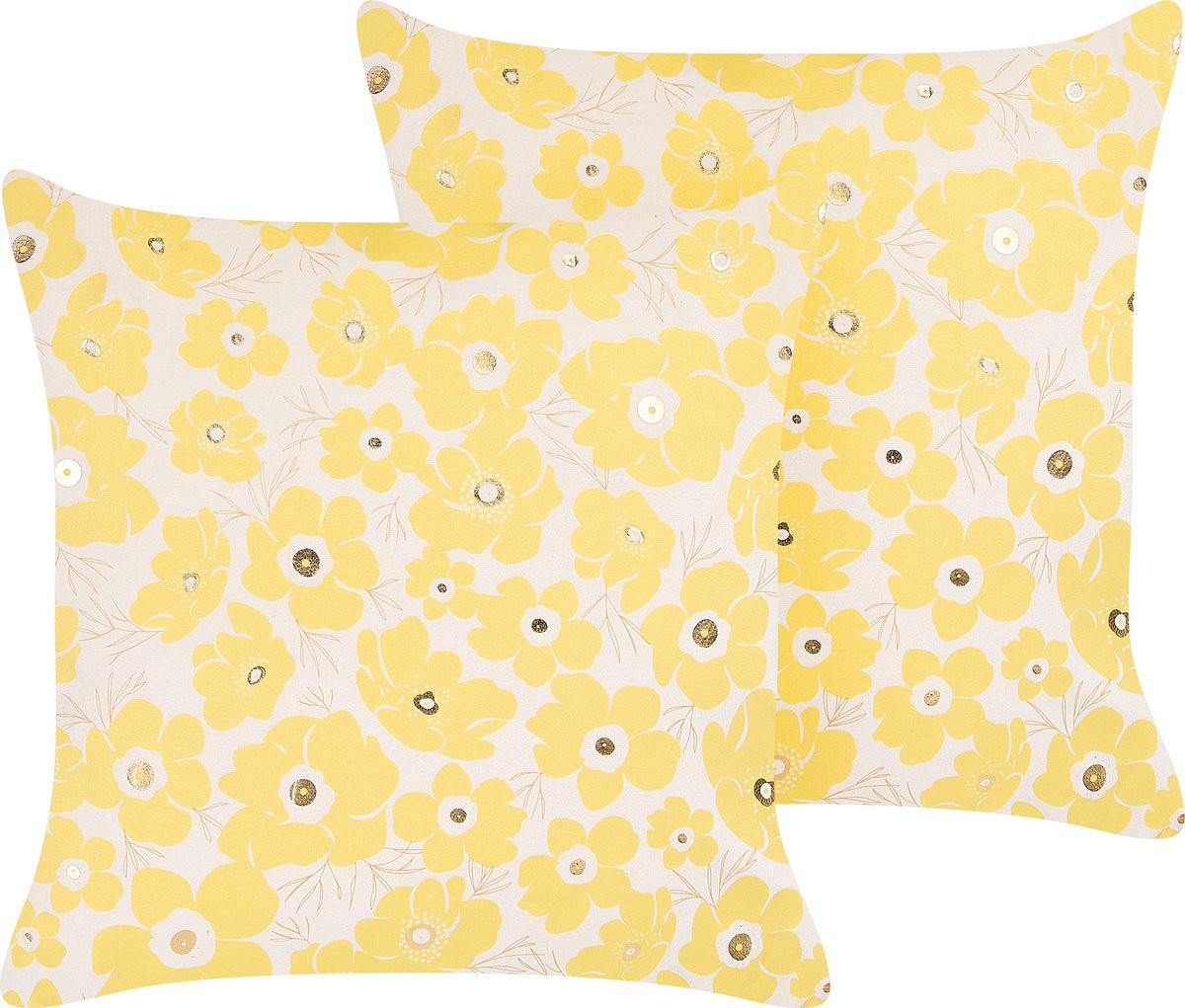 Beliani Sierkussens set van 2 - Geel - Polyester
