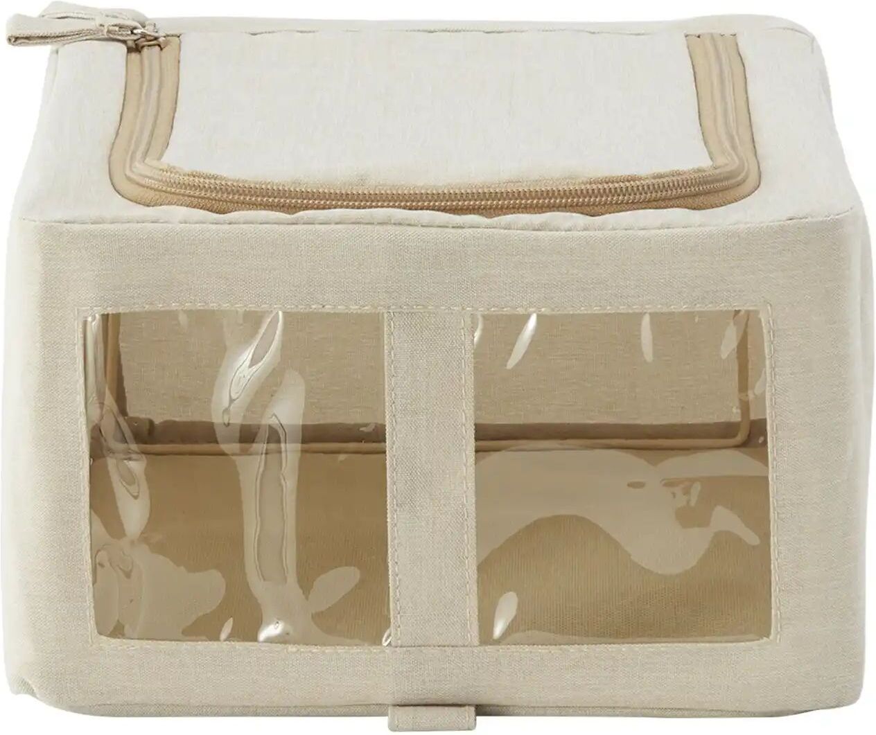 Höffner Aufbewahrungsbox mit Fenster   ¦ beige ¦ Polyester,Metall ¦ Maße (cm): B: 35 H: