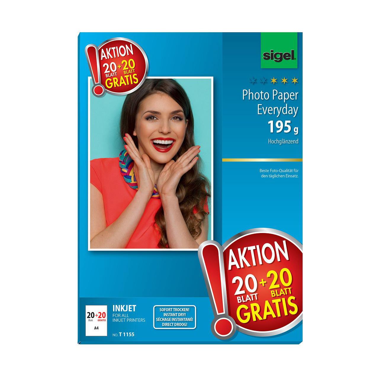 SIGEL Fotopapier DIN A4 hochglänzend 195 g/qm 40 Blatt