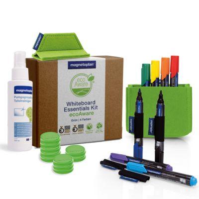 Magnetoplan Whiteboard Essentials Kit, grün, mit PRO+ Markern, Wischer, Reiniger, Tray & Magneten